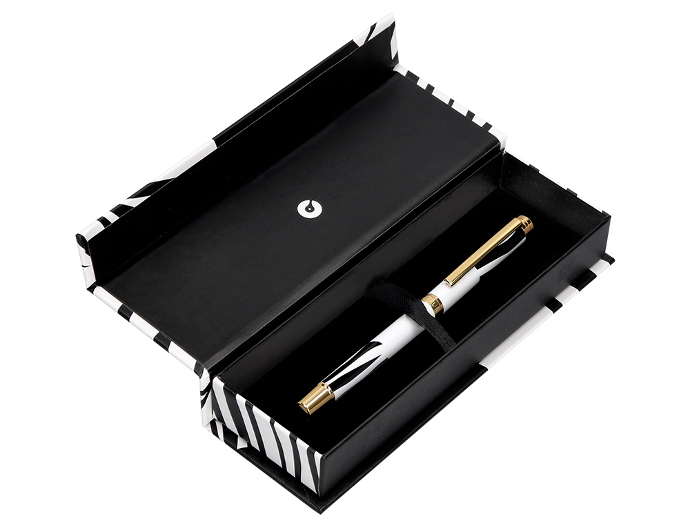ROLLER BELIUS B&W ALUMINIUM ATTRIBUTS OR ENCRE NOIRE      COLORIS NOIR ZEBRURES         BLANCHES DANS COFFRET CADEAU