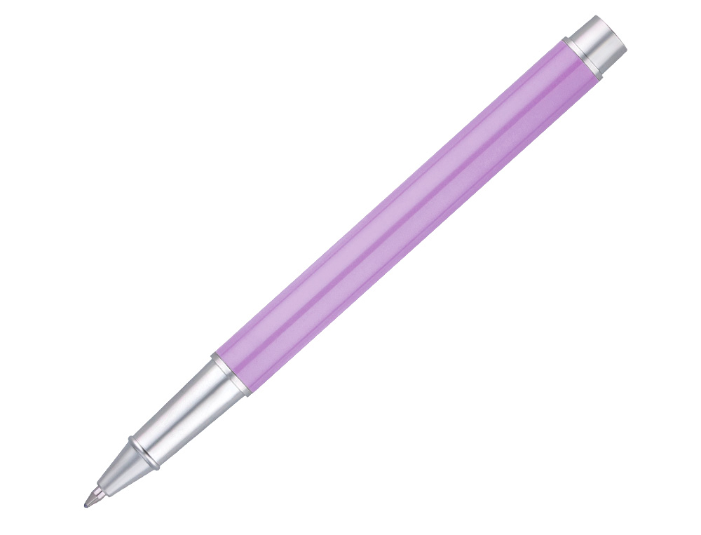 PARURE STYLO-BILLE ET ROLLER BELIUS ENDLESS SUMMER ALUMINIUM ATRIBUTS ARGENT ENCRE BLEUE COLORIS MAUVE COFFRET CADEAU
