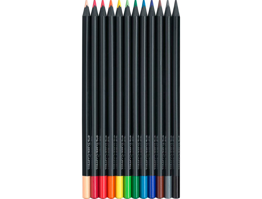 CRAYON COULEUR FABER CASTELL TRIANGULAIRE BLACK EDITION EN BOIS NOIR POCHETTE DE 12