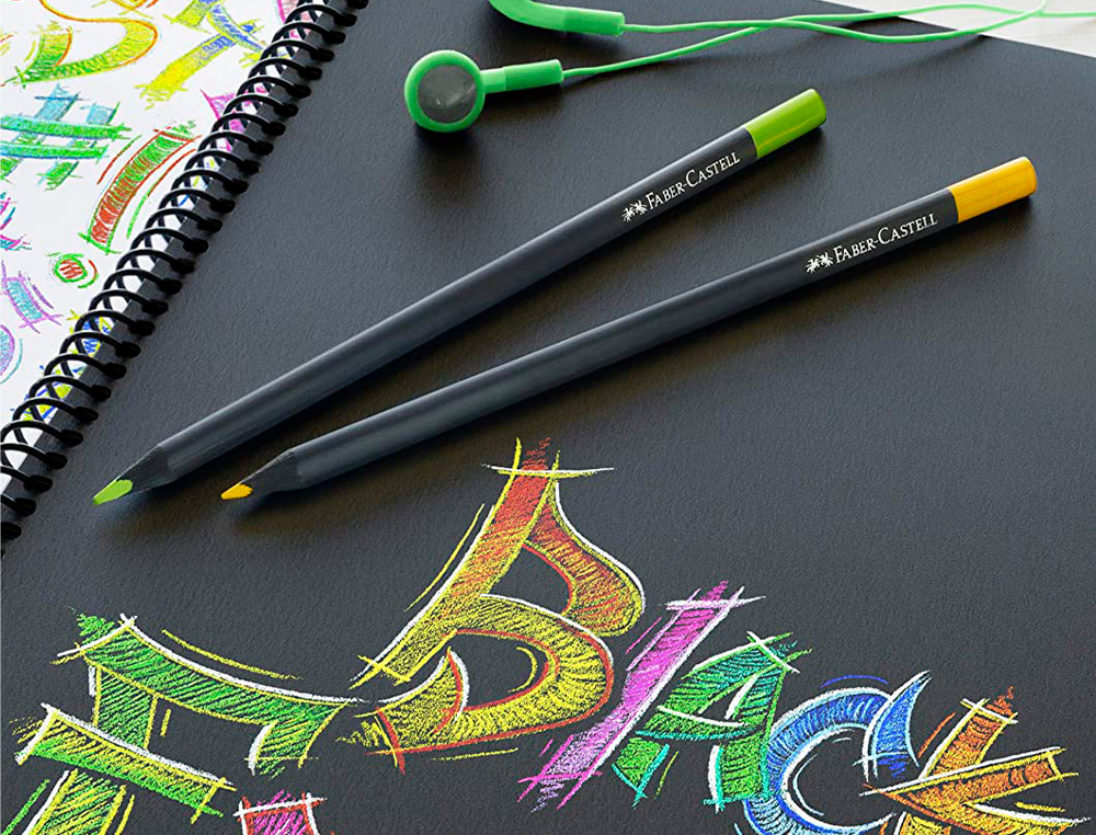 CRAYON COULEUR FABER CASTELL TRIANGULAIRE BLACK EDITION EN BOIS NOIR POCHETTE DE 12