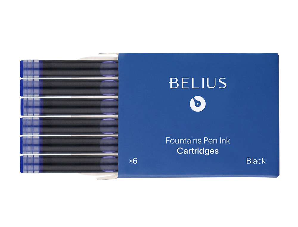 RECHARGE STYLO-PLUME BELIUS ENCRE COLORIS BLEUE BOITE 6   CARTOUCHES