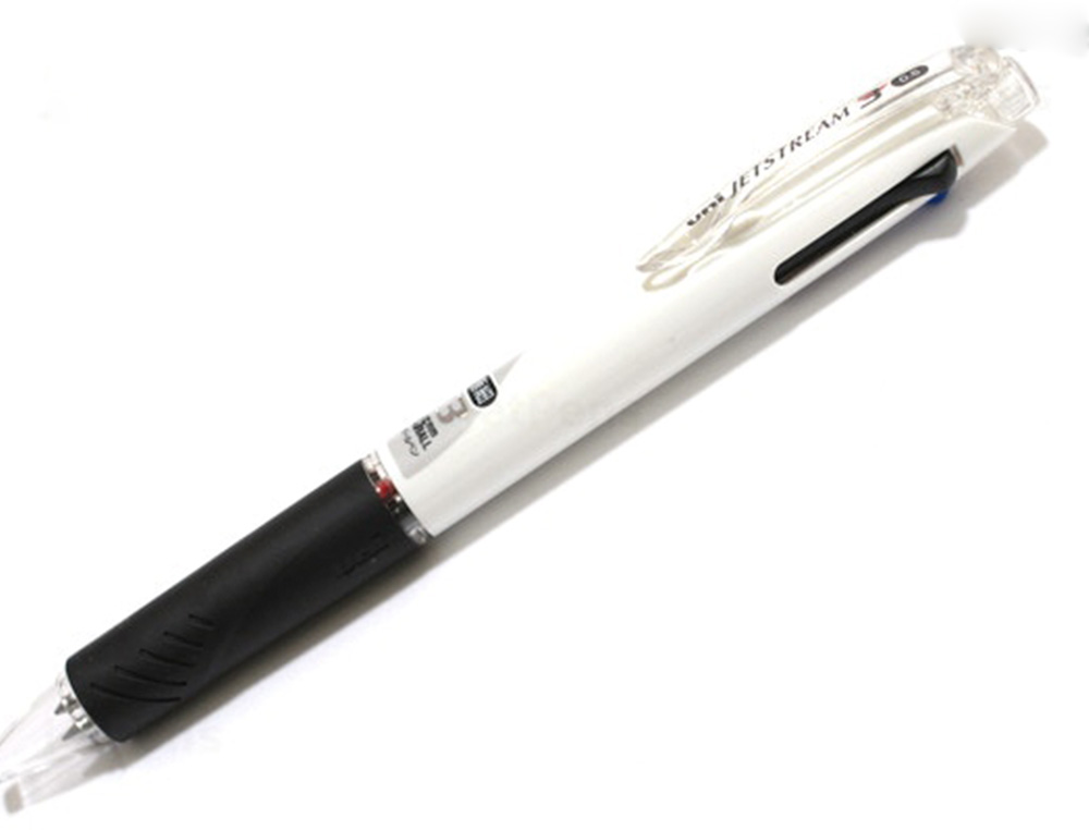 ROLLER UNIBALL JETSTREAM RETRACTABLE POINTE MOYENNE 1 MM 3 COULEURS CORPS BLANC