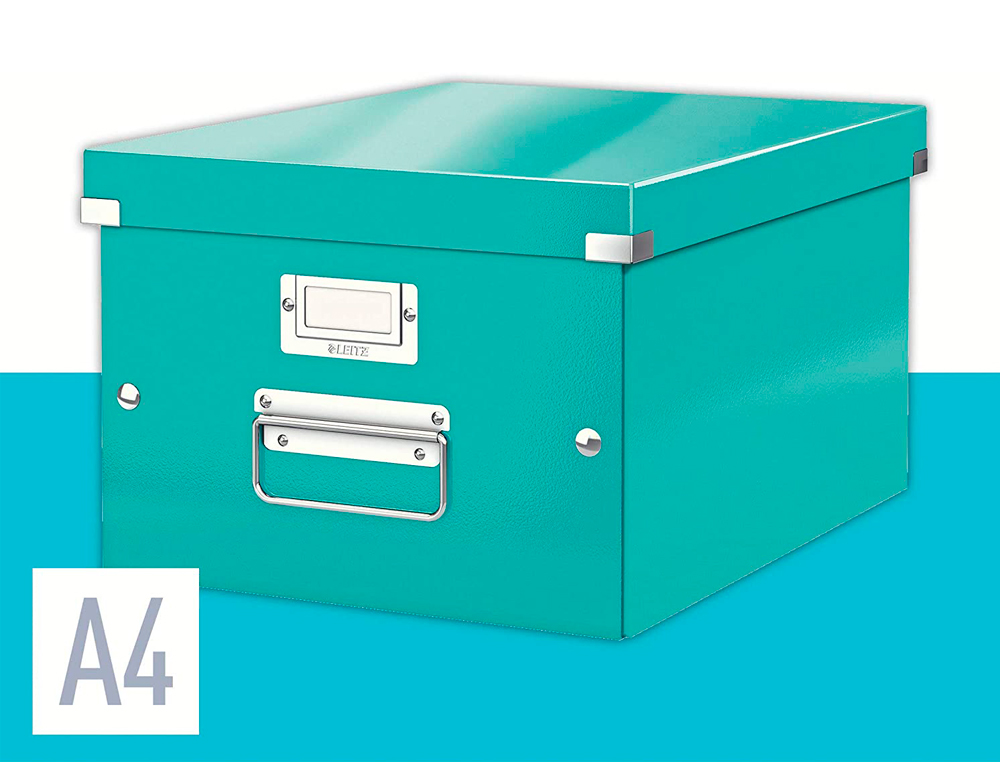 BOÎTE ARCHIVES ESSELTE CLICK&STORE WOW POLYPROPYLÈNE LAMINÉ 281X200X370MM FORMAT MEDIUM POIGNÉE TRANSPORT COLORIS MENTHE