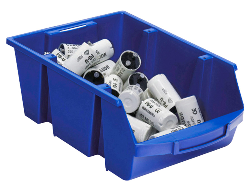 BAC A BEC VISO POLYPROPYLENE EMPILABLE RESISTANT GRANDE    OUVERTURE PORTE-ETIQUETTE     45,5X30X17,5CM 28L BLEU