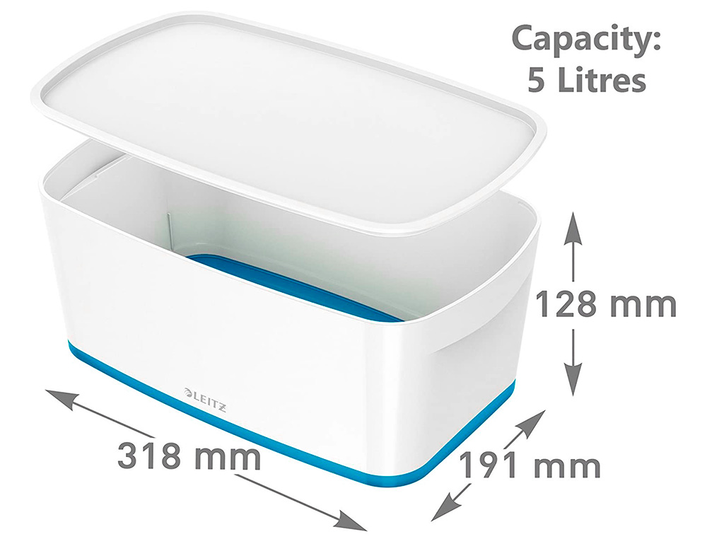 BAC RANGEMENT LEITZ MYBOX FORMAT A5 5L 318X128X3191MM BLANC BLEU