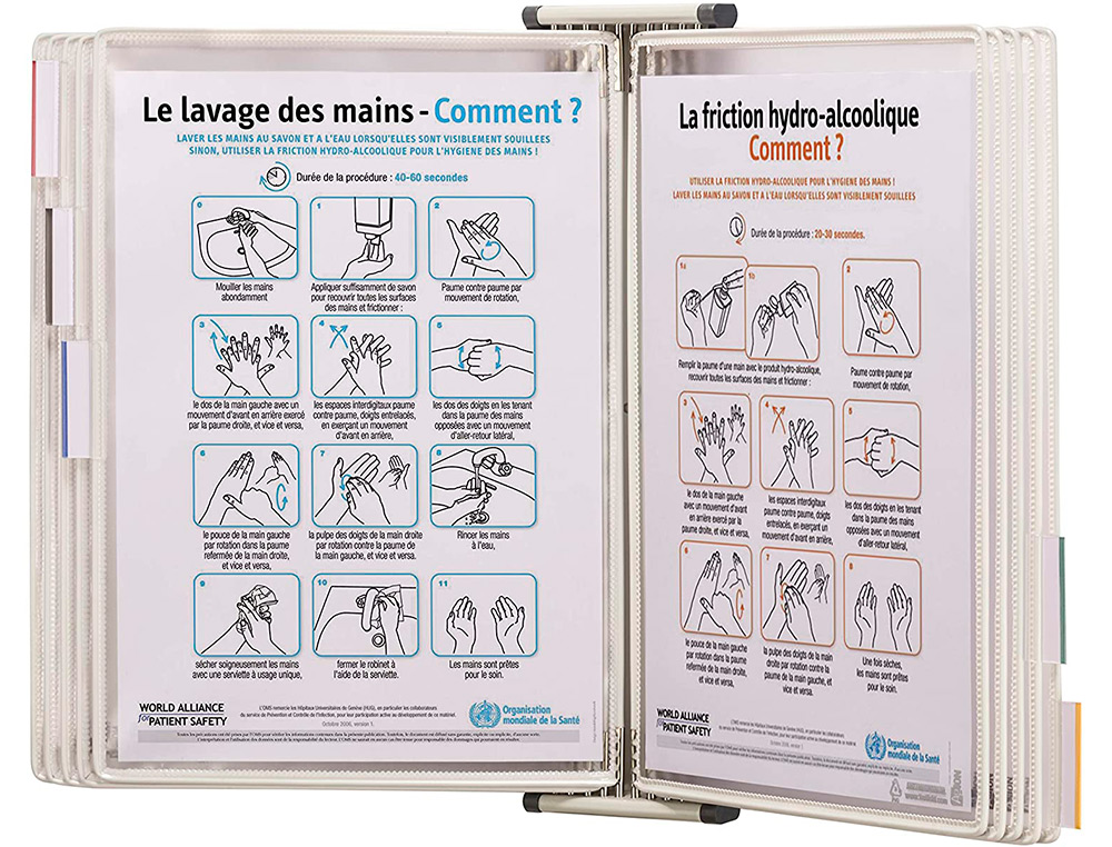 KIT DE CONSULTATION TARIFOLD MURAL ANTIMICROBIEN FORMAT A4 10 POCHES BLANC