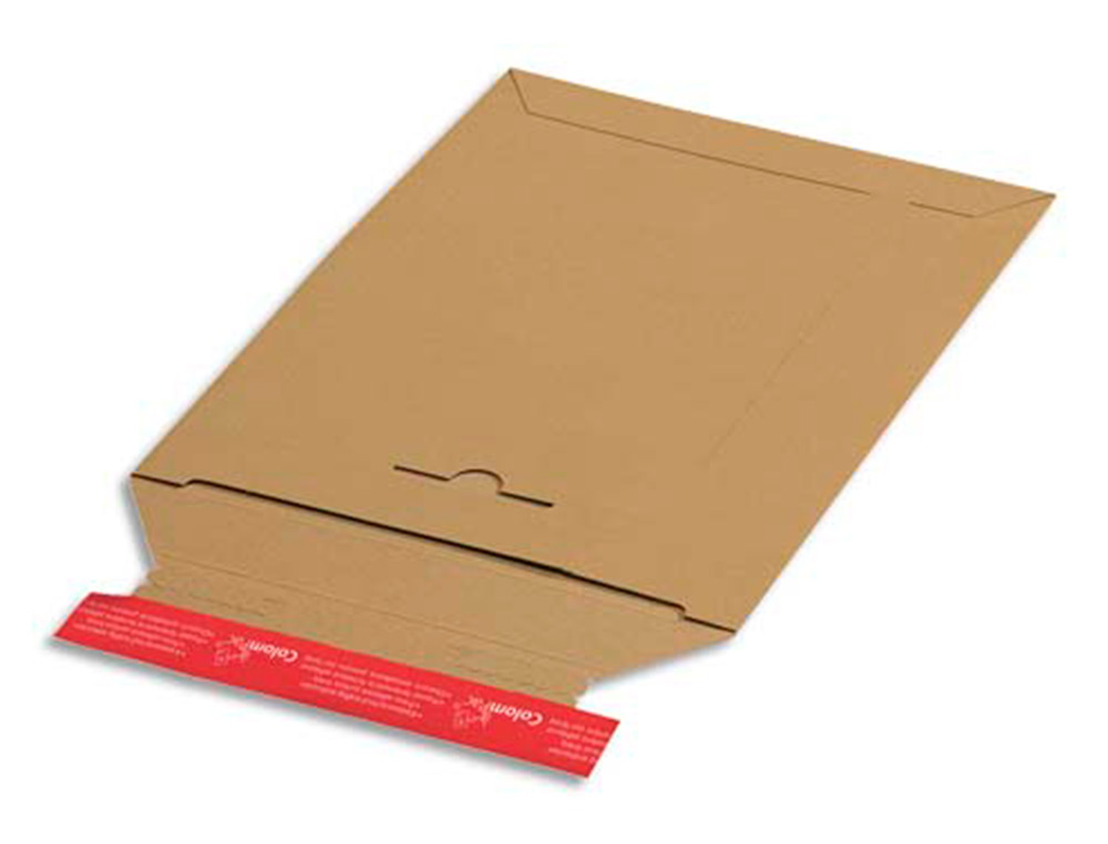 POCHETTE EXPEDITION COLOMPAC CARTON RIGIDE BRUN BANDE ADHESIVE 170X245X30MM