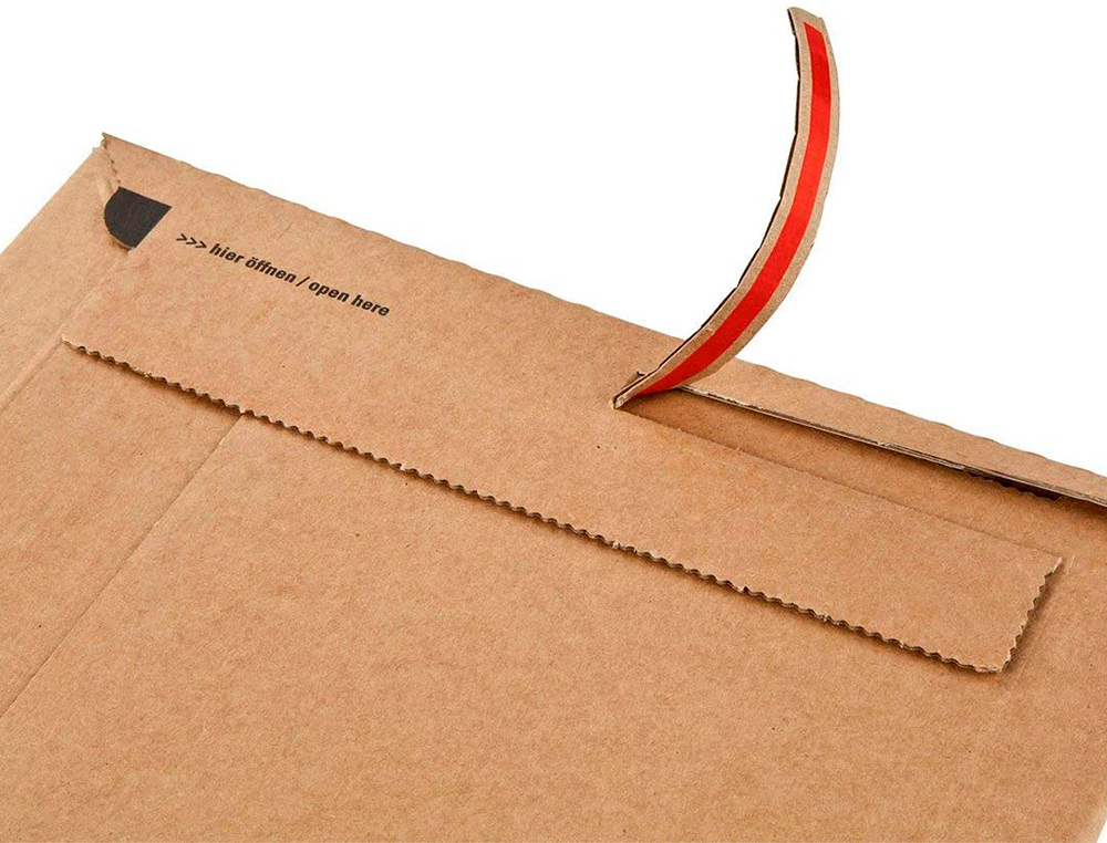 POCHETTE EXPEDITION COLOMPAC CARTON RIGIDE BRUN BANDE ADHESIVE 170X245X30MM