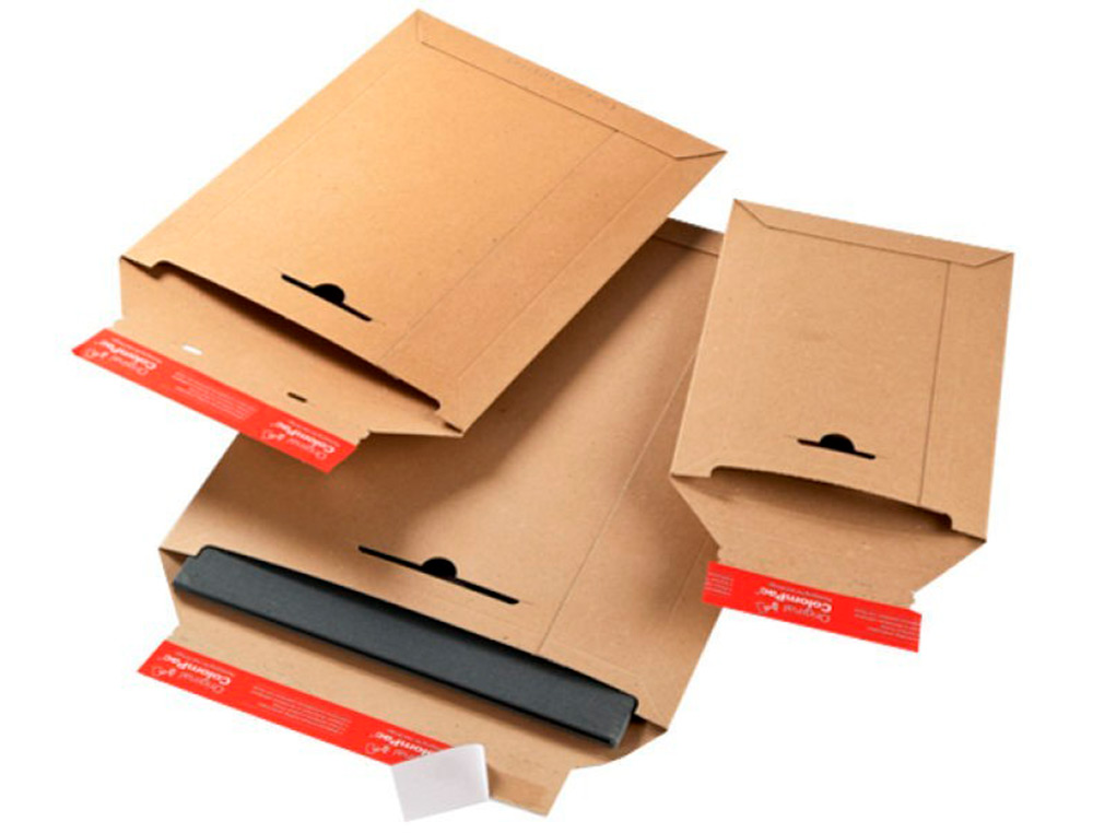 POCHETTE EXPEDITION COLOMPAC CARTON RIGIDE BRUN BANDE ADHESIVE 170X245X30MM