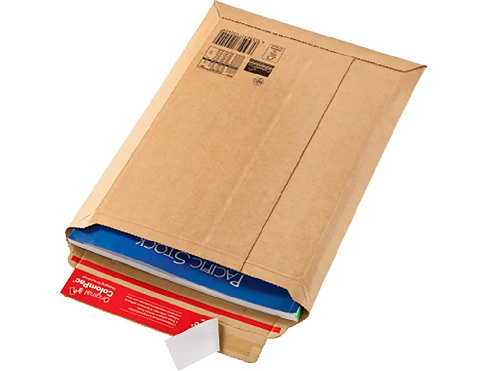 POCHETTE EXPEDITION COLOMPAC CARTON RIGIDE BLANC BANDE ADHESIVE 310X445X30