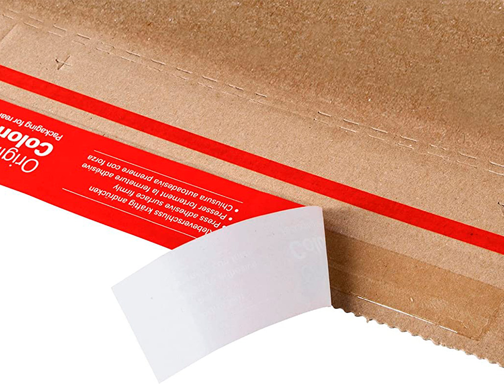 POCHETTE EXPEDITION COLOMPAC CARTON RIGIDE BLANC BANDE ADHESIVE 310X445X30
