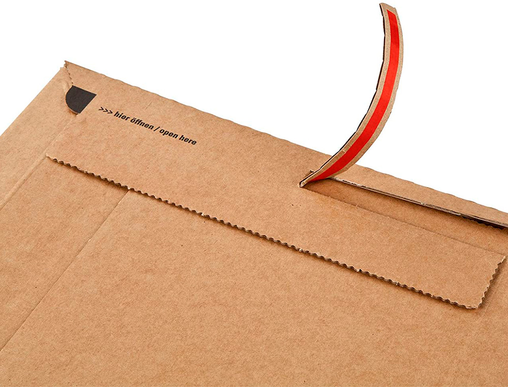 POCHETTE EXPEDITION COLOMPAC CARTON RIGIDE BLANC BANDE ADHESIVE 310X445X30