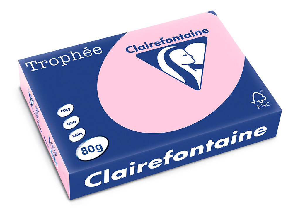 PAPIER CLAIREFONTAINE MULTIFONCTION LASER COULEUR TROPHE A4 80G/M2 PASTEL EGLANTINE PARFAITE OPACITE