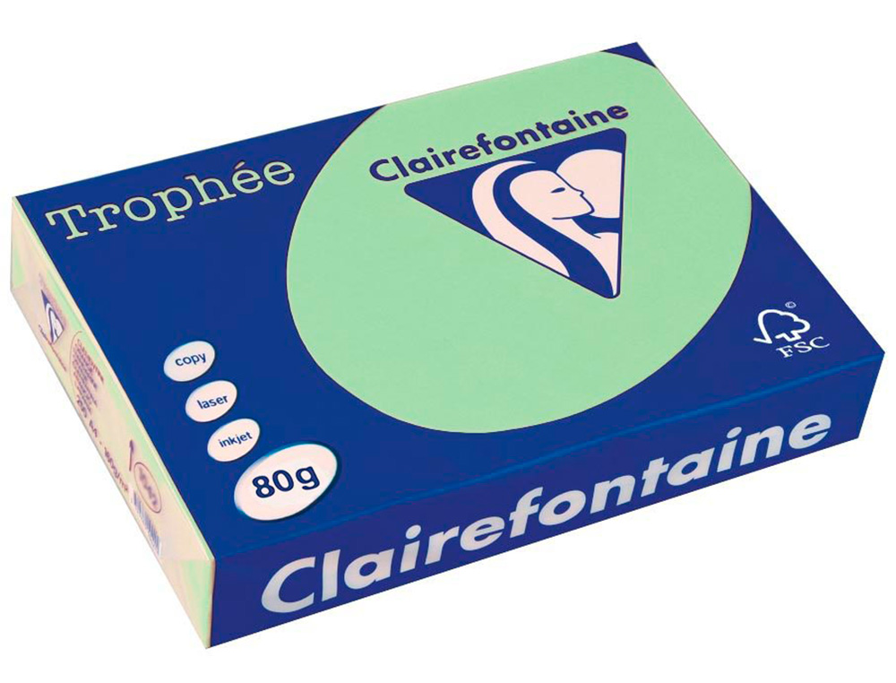 PAPIER CLAIREFONTAINE MULTIFONCTION LASER COULEUR TROPHE A4 80G/M2 VERT NATURE PARFAITE OPACITE PAQUET 500