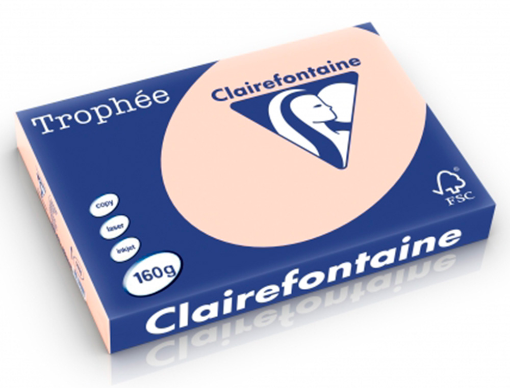 PAPIER CLAIREFONTAINE MULTIFONCTION LASER COULEUR   TROPHE A4 160G/M2 SAUMON      PARFAITE OPACITE PAQUET 250