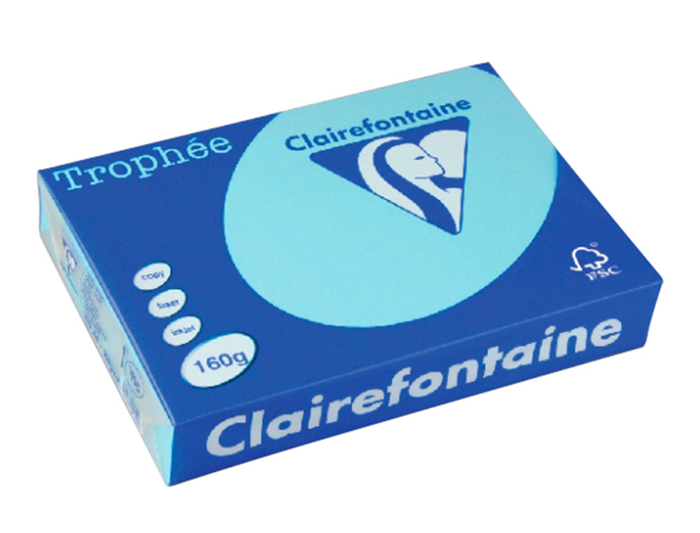 PAPIER CLAIREFONTAINE MULTIFONCTION LASER COULEUR   TROPHE A4 160G/M2 ALIZEE BLEU PARFAITE OPACITE PAQUET 250