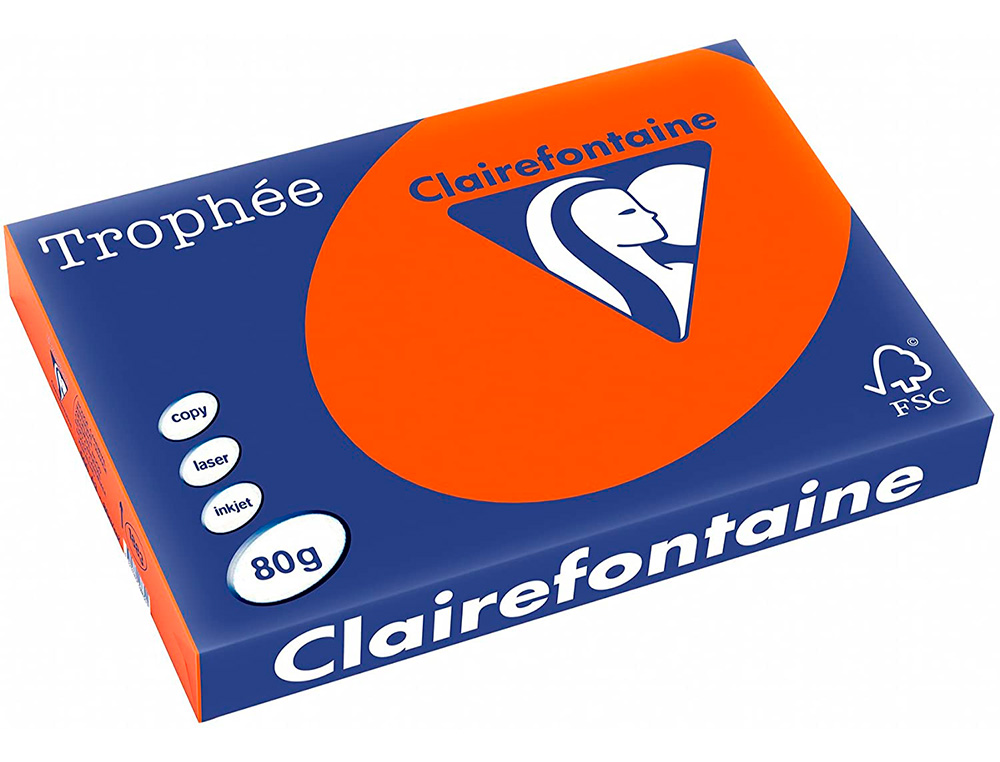 PAPIER CLAIREFONTAINE MULTIFONCTION LASER COULEUR   TROPHE A3 80G/M2 ROUGE        CARDINAL PARFAITE OPACITE