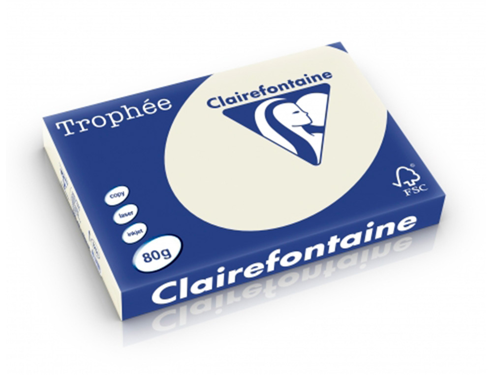 PAPIER CLAIREFONTAINE MULTIFONCTION LASER COULEUR   TROPHE A3 80G/M2 GRIS PERLE   PARFAITE OPACITE PAQUET 500