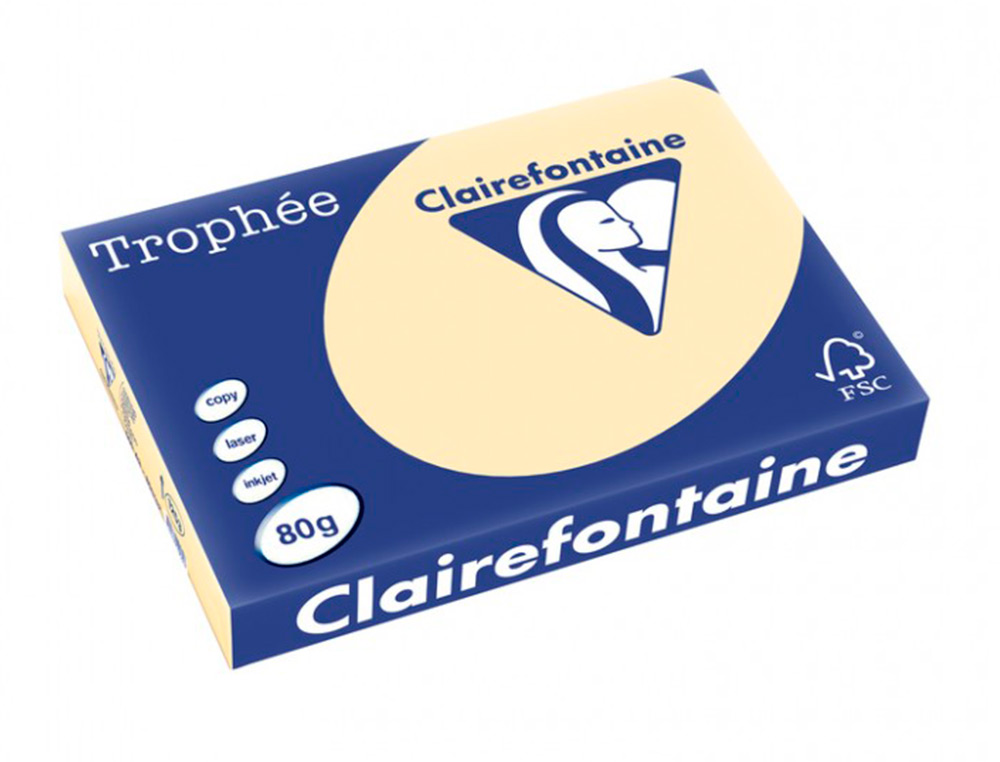 PAPIER CLAIREFONTAINE MULTIFONCTION COULEUER LASER TROPHE A3 80G/M2 CHAMOIS PARFAITE OPACITE PAQUET 500