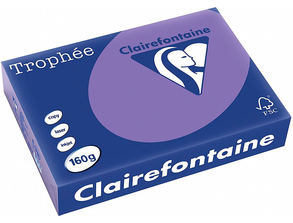 PAPIER CLAIREFONTAINE MULTIFONCTION LASER COULEUR TROPHE A3 160G/M2 VIOLINE PARFAITE OPACITE PAQUET 250