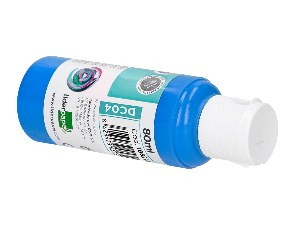 PEINTURE ACRYLIQUE LIDERPAPEL COLORIS CYAN BOUTEILLE 80ML