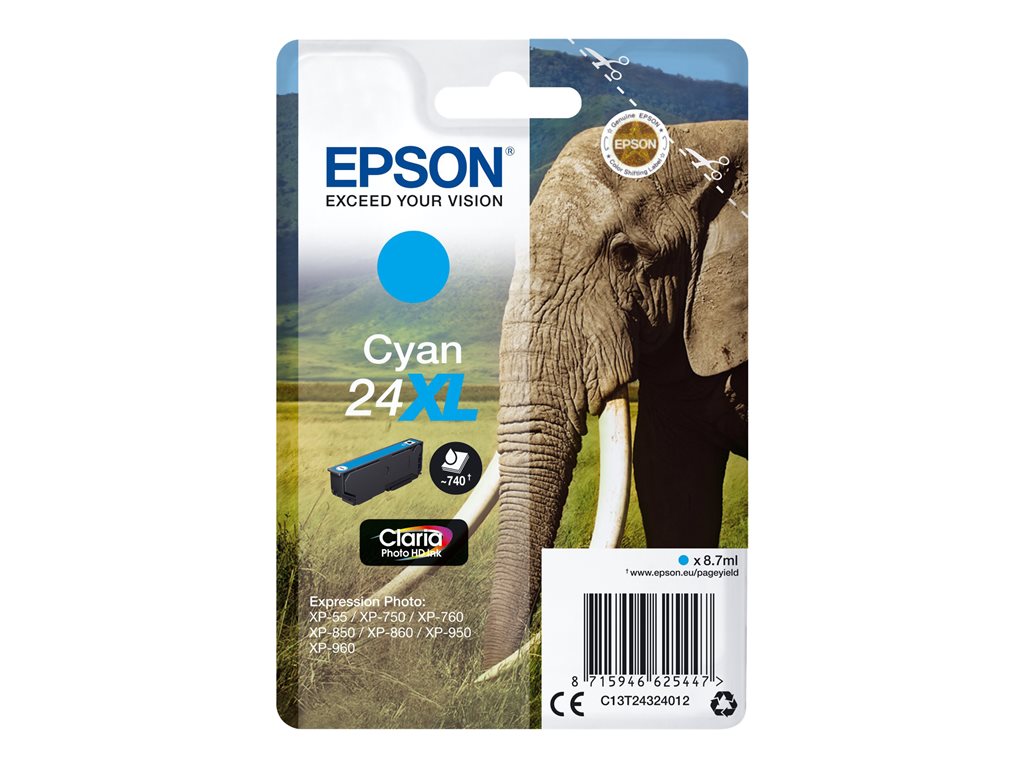 CARTOUCHE ENCRE EPSON CLARIA PHOTO HD INKá CIAN 24XL EXPRESSION PHOTO XP-760/950