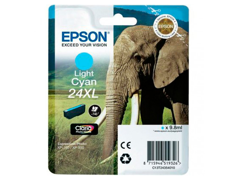CARTOUCHE ENCRE EPSON CLARIA PHOTO HD INK 24XL EXPRESSION PHOTO XP-950 CIAN CLAIR