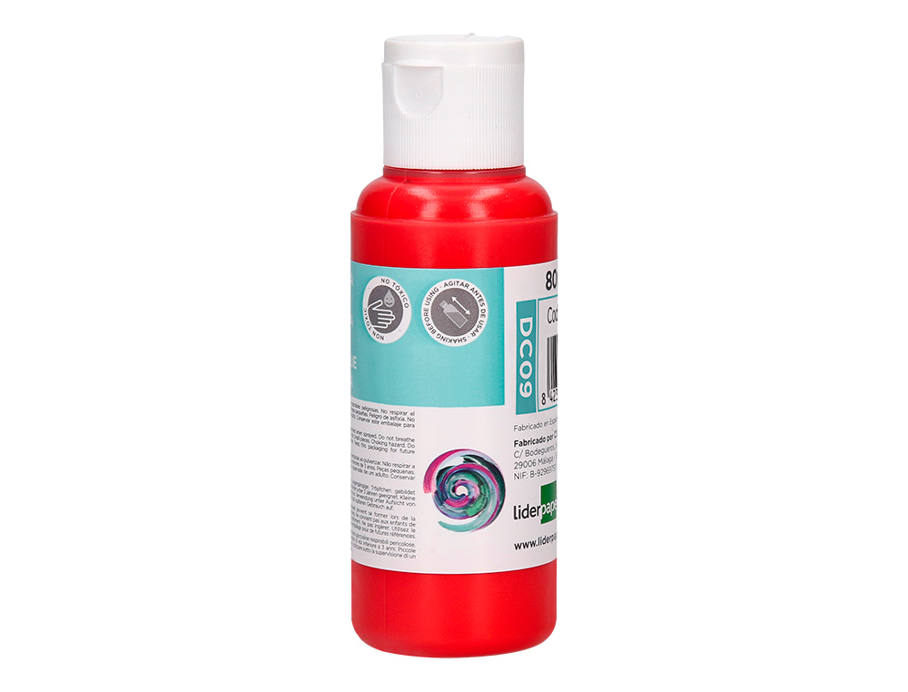 PEINTURE ACRYLIQUE LIDERPAPEL COLORIS ROUGE BOUTEILLE 80ML