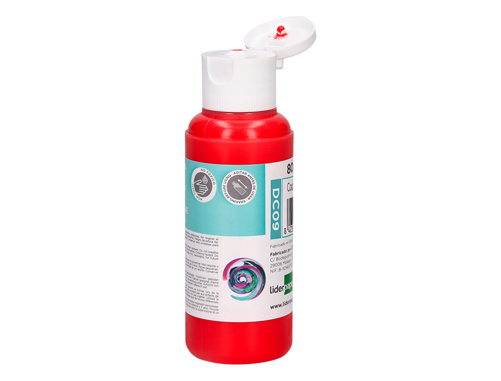 PEINTURE ACRYLIQUE LIDERPAPEL COLORIS ROUGE BOUTEILLE 80ML