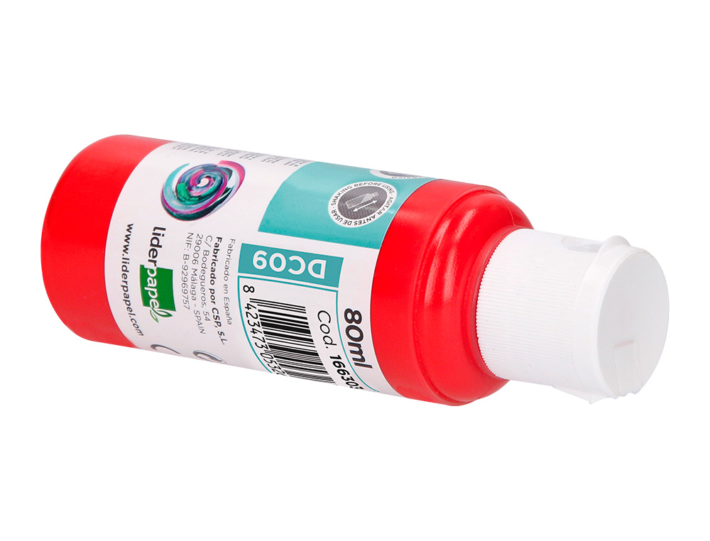 PEINTURE ACRYLIQUE LIDERPAPEL COLORIS ROUGE BOUTEILLE 80ML