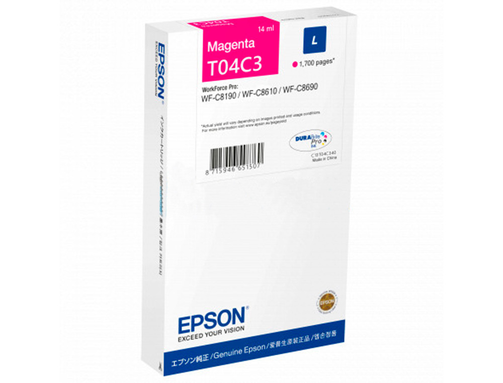 CARTOUCHE  EPSON JET D'ENCRE T04C3 COULEUR MAGENTA 1700    PAG