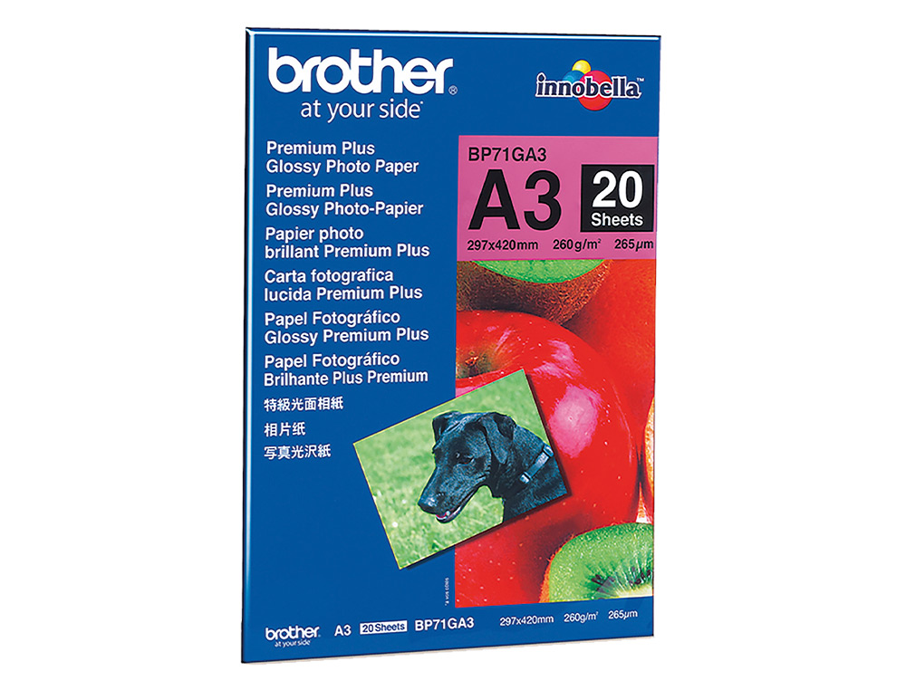 PAPIER PHOTO BROTHER BRILLANT A3 260G/M2 PAQUET 20 FEUILLES