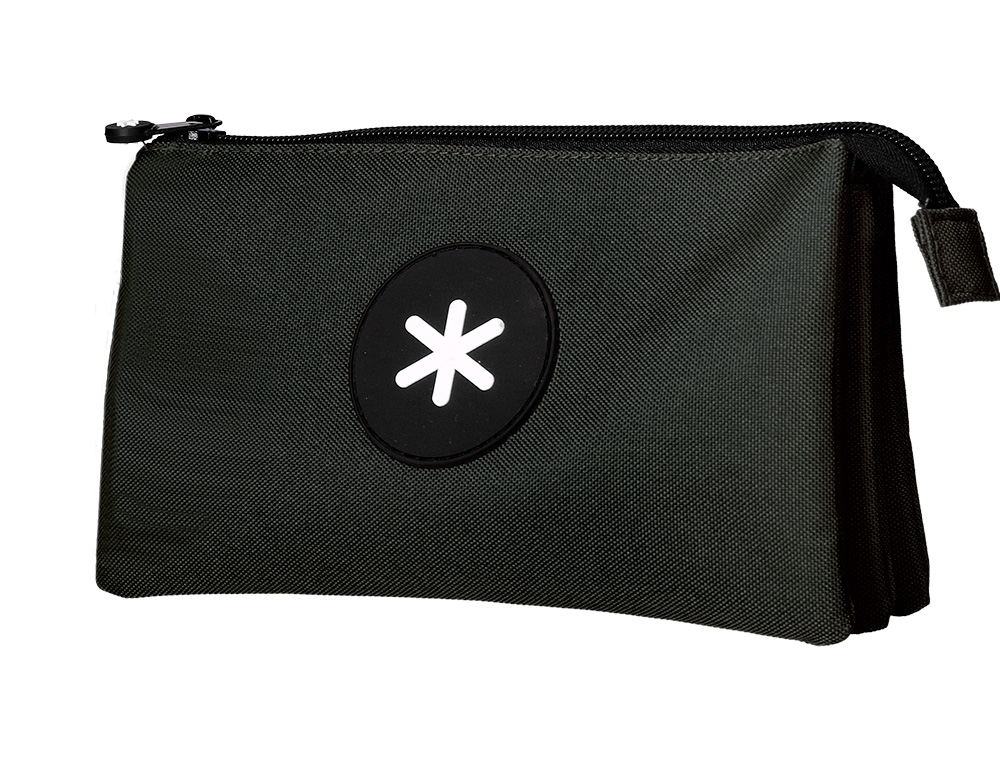 TROUSSE SCOLAIRE ANTARTIK PLATE 3 COMPARTIMENTS 220X30X120MM COLORIS NOIR