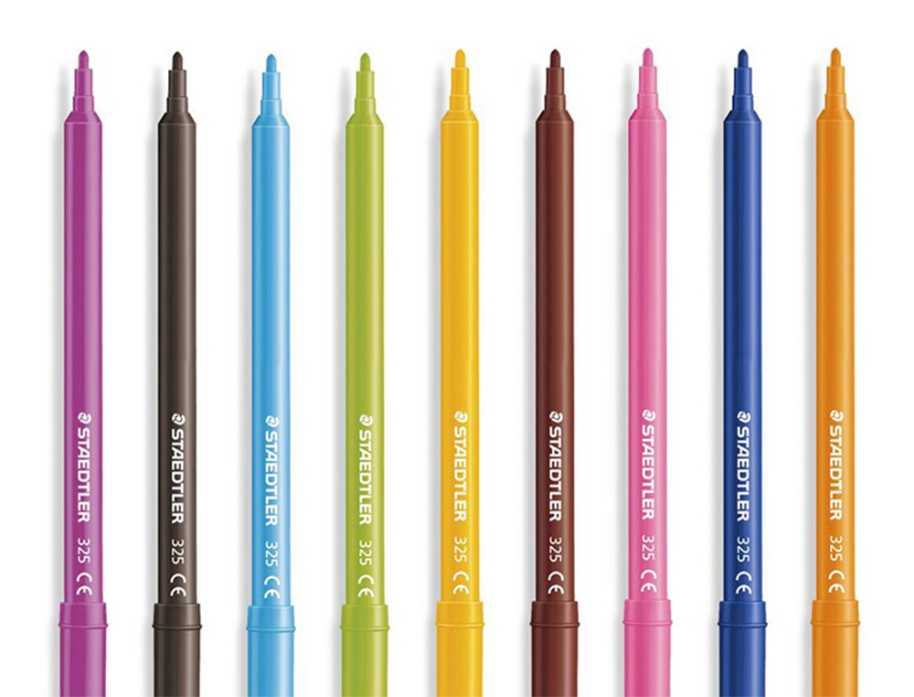 STYLO FEUTRE STAEDTLER 325 POINTE MOYENNE 1MM PACK DE 12 COULEURS ASSORTIES
