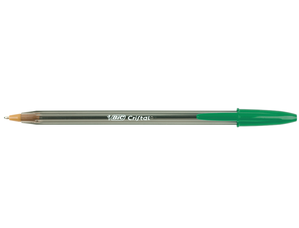 STYLO-BILLE BIC CRISTAL ÉCRITURE MOYENNE 0.5MM ENCRE CLASSIQUE BILLE INDÉFORMABLE CAPUCHON COULEUR ENCRE VERT