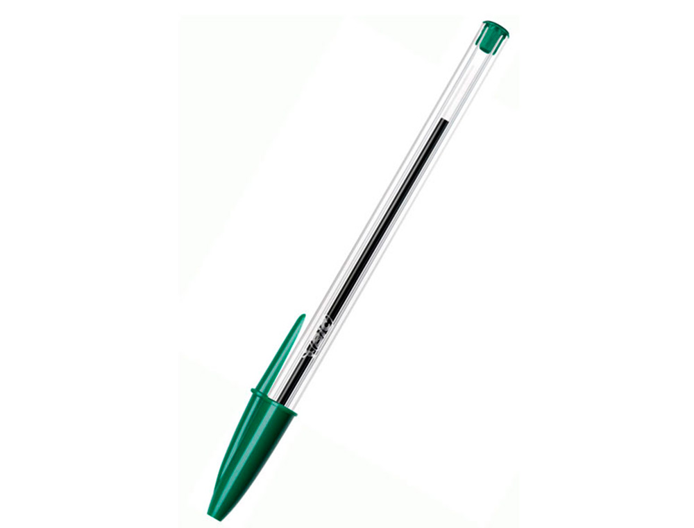 STYLO-BILLE BIC CRISTAL ÉCRITURE MOYENNE 0.5MM ENCRE CLASSIQUE BILLE INDÉFORMABLE CAPUCHON COULEUR ENCRE VERT