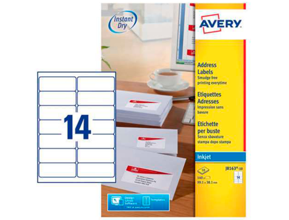 ETIQUETTE AUTOCOLLANTE AVERY ADRESSE RECYCLEE LASER BLANC 99,1 X 38,1MM BOITE DE 210