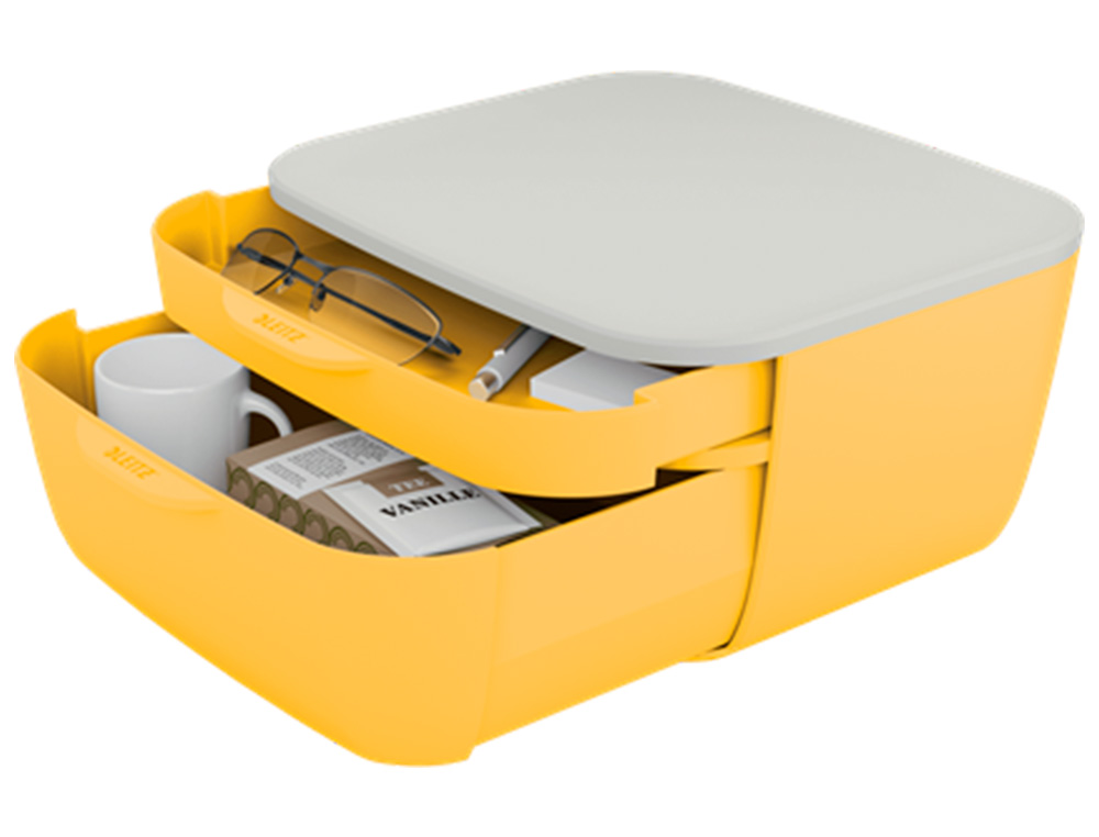 BLOC DE CLASSEMENT LEITZ COSY POLYSTYRENE. COLORIS JAUNE.   DIMENSIONS: 251 X 143 X 275MM