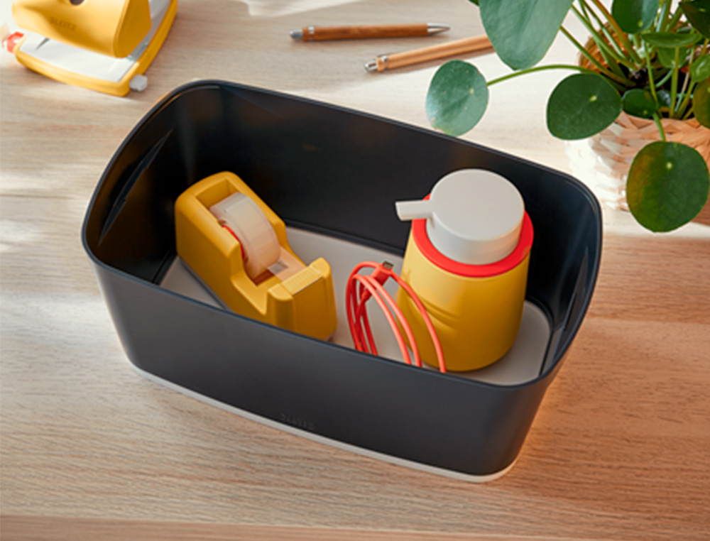 BOITE DE RANGEMENT LEITZ COSY MY BOX PETIT FORMAT AVEC COUVERCLE COLORIS GRIS