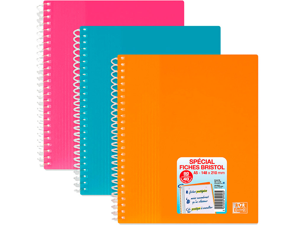 PROTEGE DOCUMENTS SPIRAL SCHOOL LIFE A5 40 POCHETTES POLYPROPYLENE ASSORTI