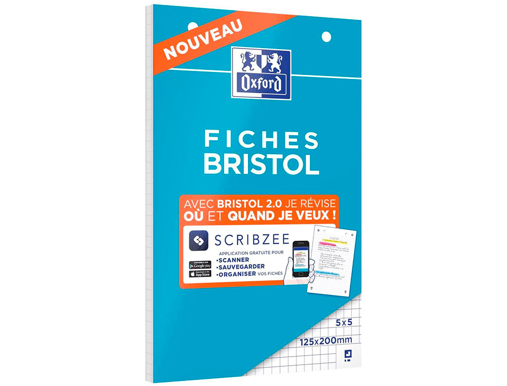 BLOC BRISTOL OXFORD NON PERFORE A6 30 FICHES Q5/5 BLANC