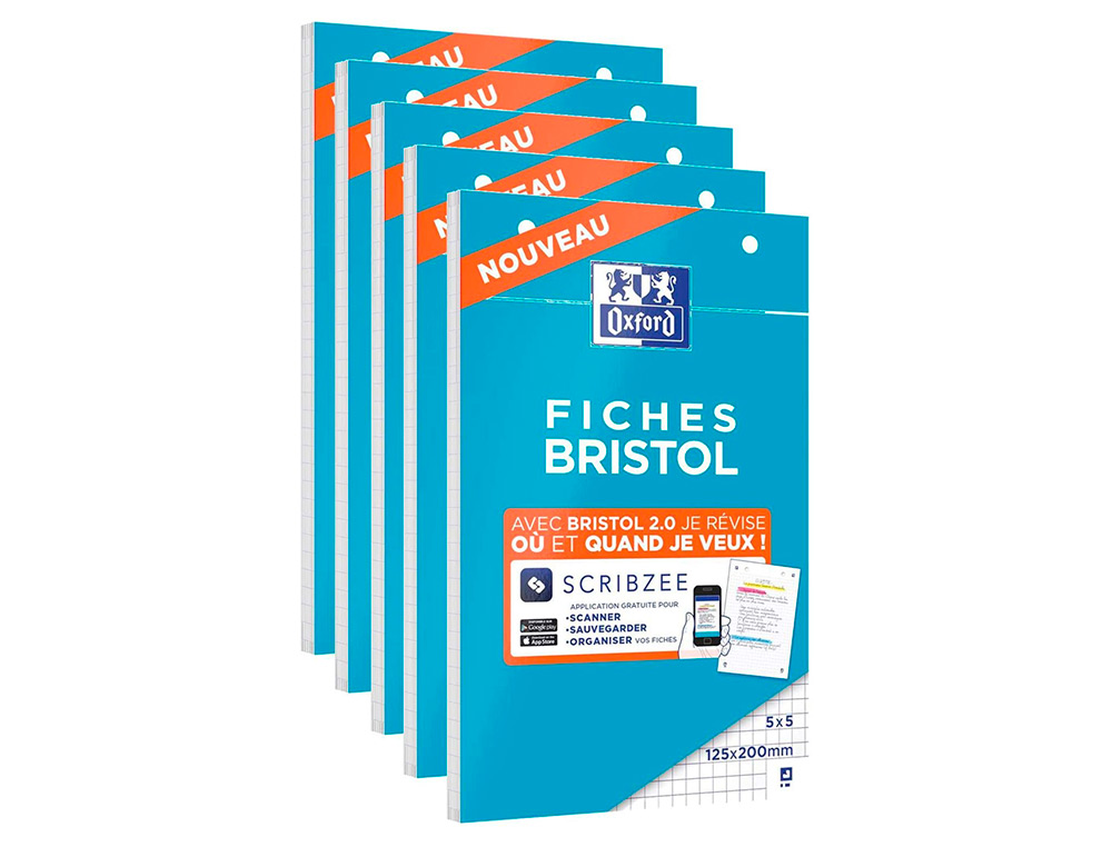 BLOC BRISTOL OXFORD NON PERFORE A6 30 FICHES Q5/5 BLANC