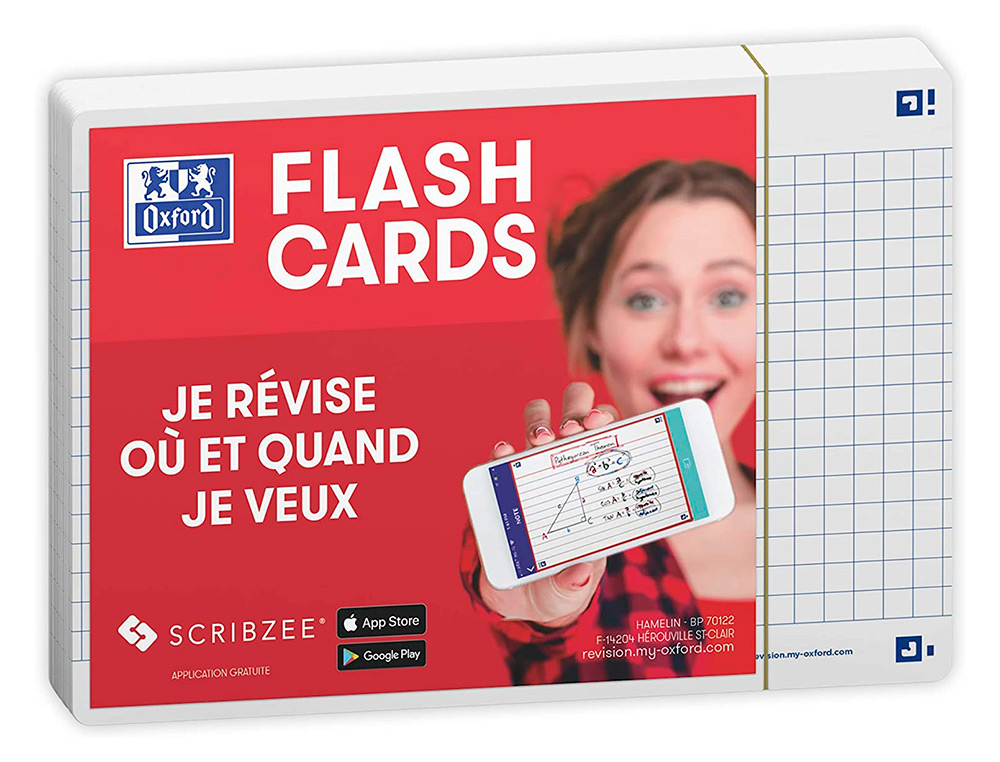 FICHES BRISTOL OXFORD REVISION 2.0 A6 NON PERFOREE  32 FICHES/FILM Q5X5 CADRE     BLANC