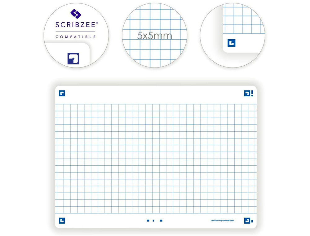 FICHES BRISTOL OXFORD REVISION 2.0 A6 NON PERFOREE  32 FICHES/FILM Q5X5 CADRE     BLANC