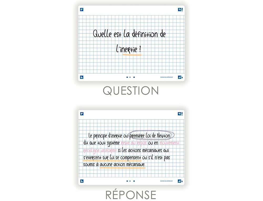 FICHES BRISTOL OXFORD REVISION 2.0 A6 NON PERFOREE  32 FICHES/FILM Q5X5 CADRE     BLANC
