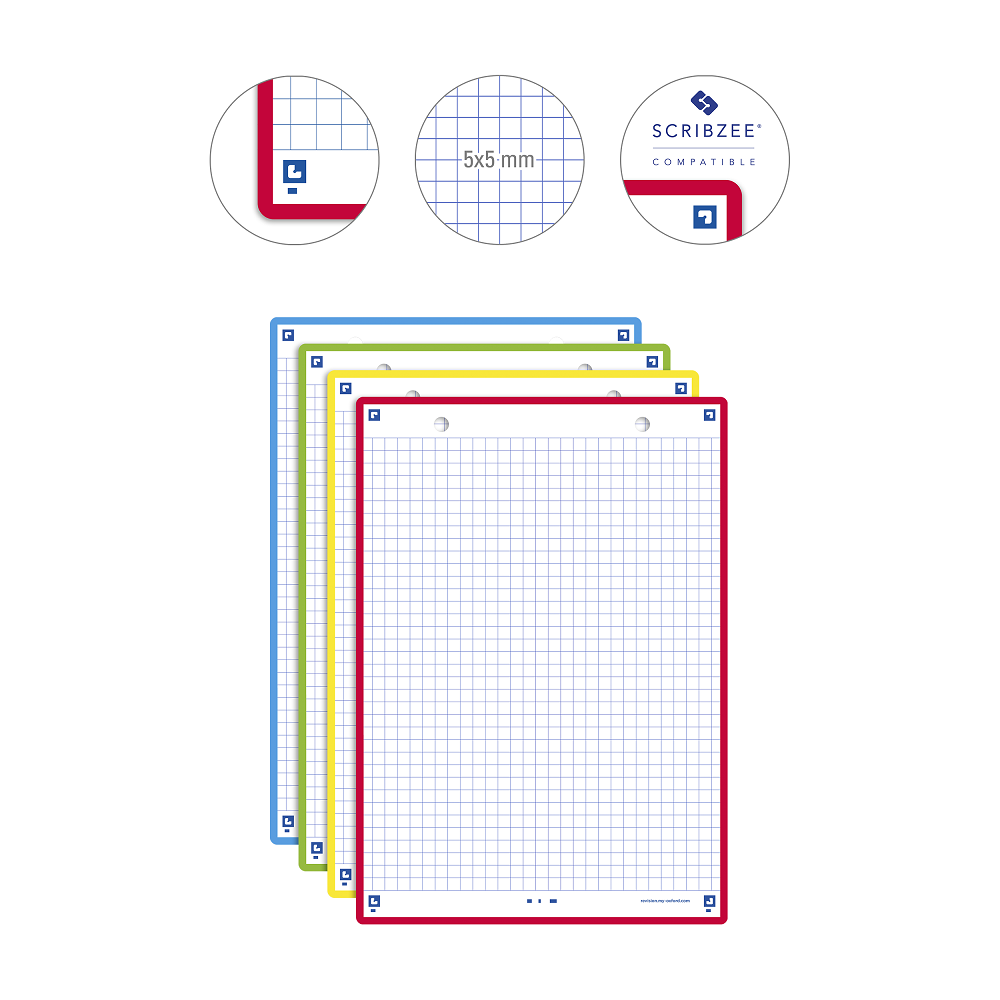 FICHES BRISTOL OXFORD REVISION 2.0 A5 PERFOREE 32 FICHES/FILM Q5X5 COULEUR ASSORTIES