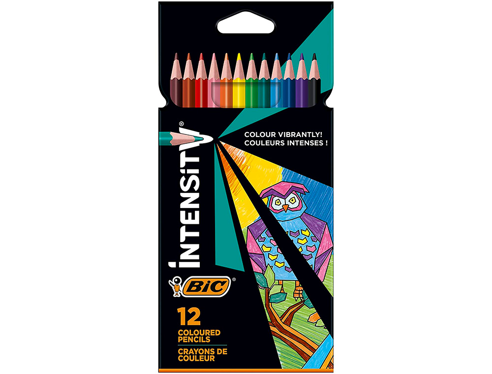 CRAYONS COULEUR BIC INTENSITY UP CORPS TRIANGULAIRE PACK DE 12