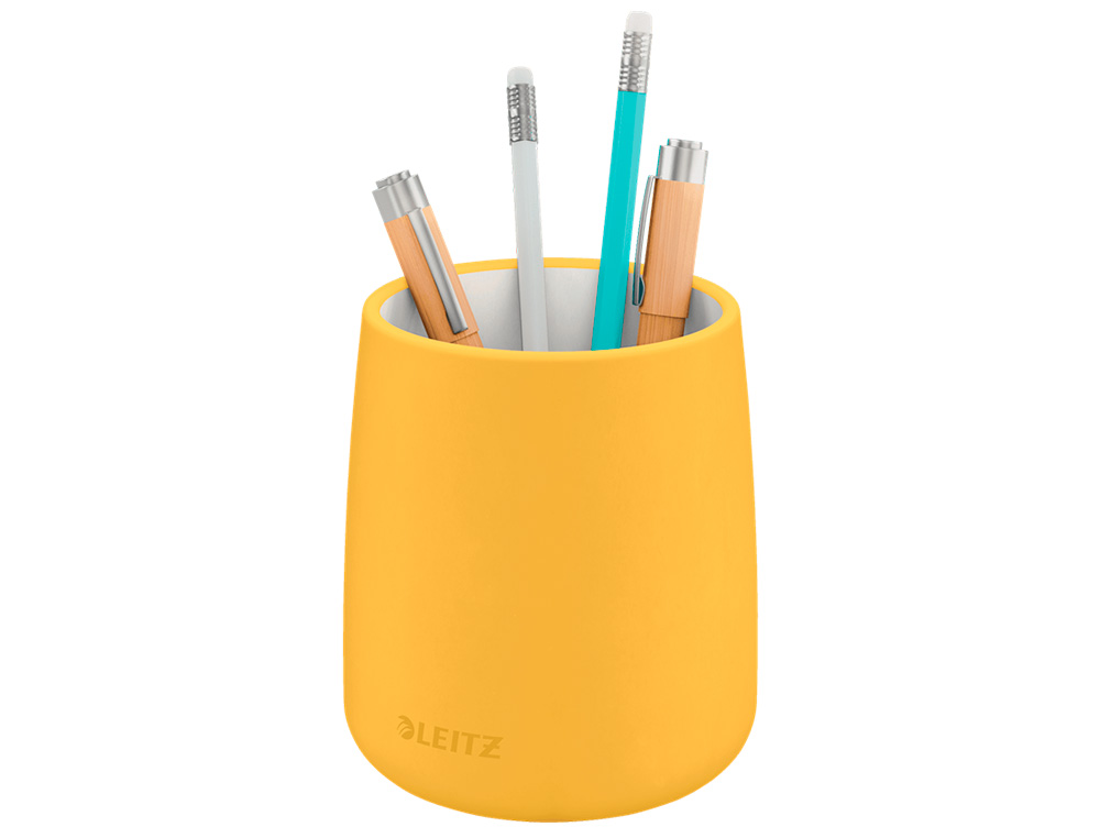 POT A CRAYON LEITZ COSY CERAMIQUE JAUNE 108MM DIAMETRE85MM
