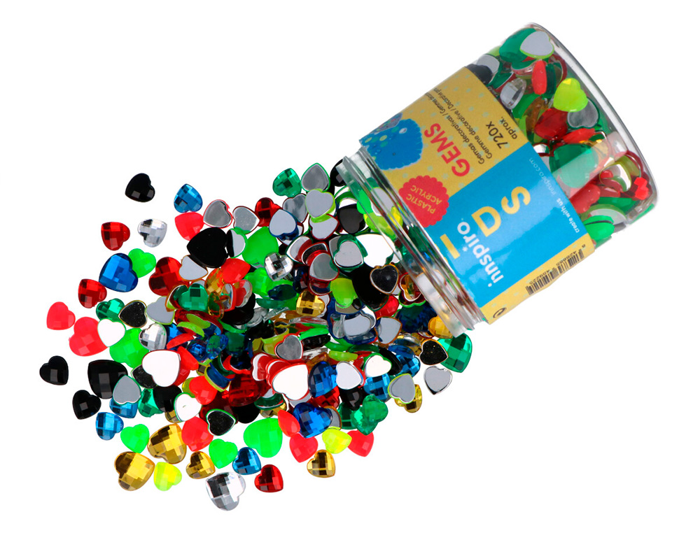 BOCAL DE GEMMES DECORATIVES ACRYLIQUE CERCLE COULEURS ET  TAILLES ASSORTIES 720 UNITES  APROX