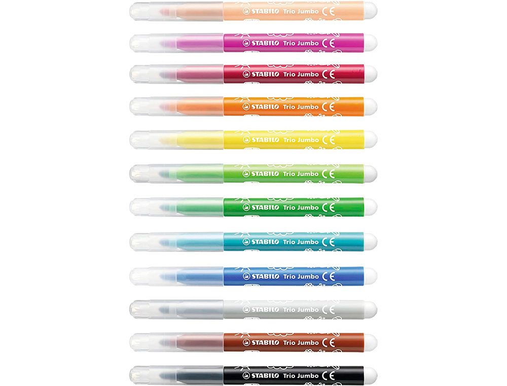 POT DE 48 FEUTRES DE COLORIAGE STABILO TRIO JUMBO 12 COLORIS ASSORTIS